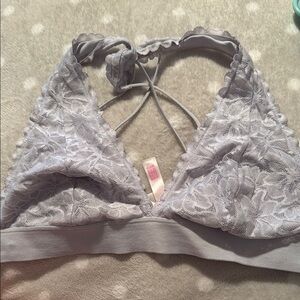 Lace Halter Bralette - Gray